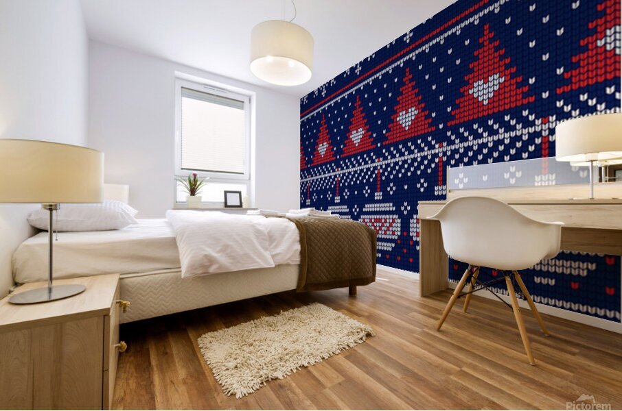 beautiful knitted christmas pattern Mural print