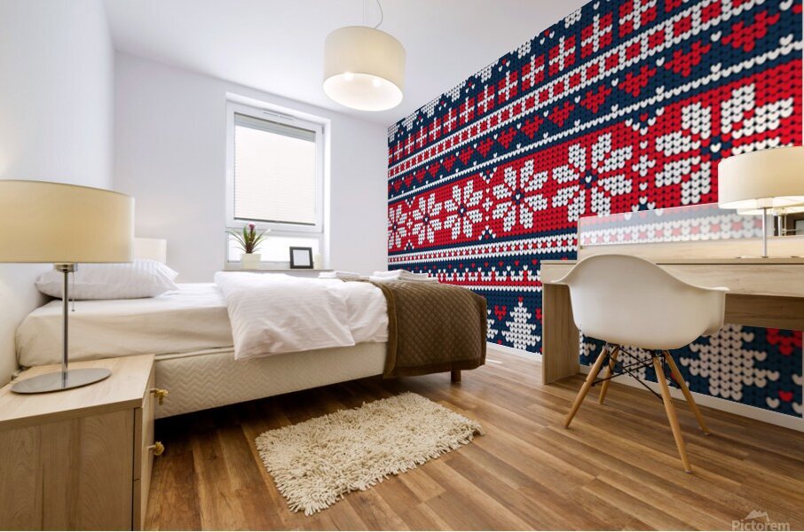 beautiful knitted christmas pattern Mural print