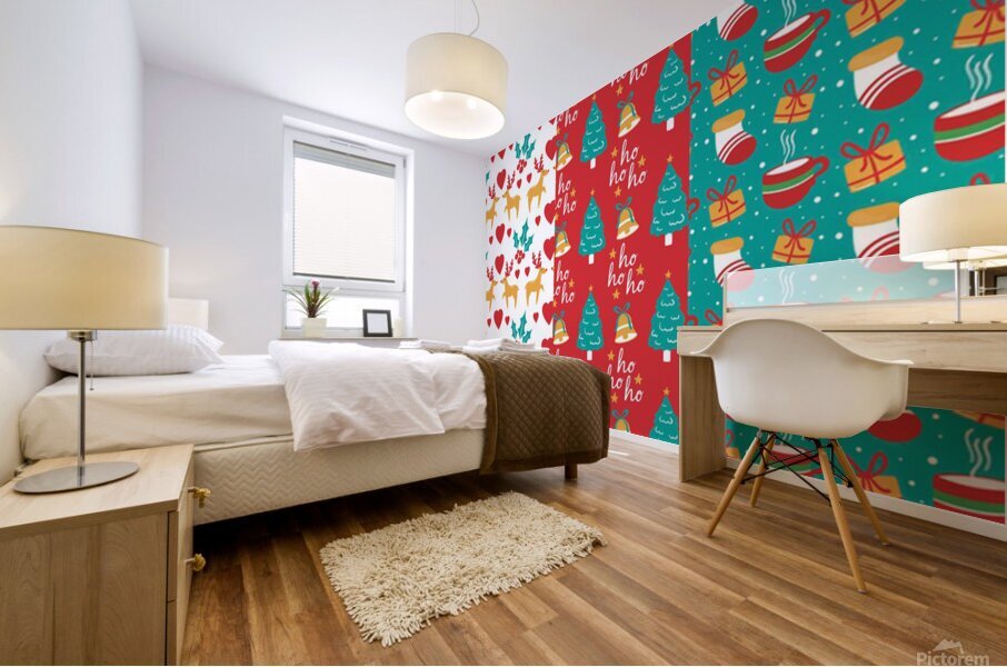 funny christmas pattern Mural print