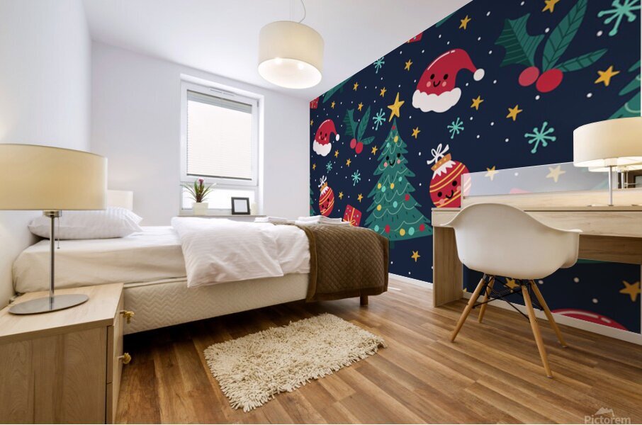 colorful funny christmas pattern Mural print