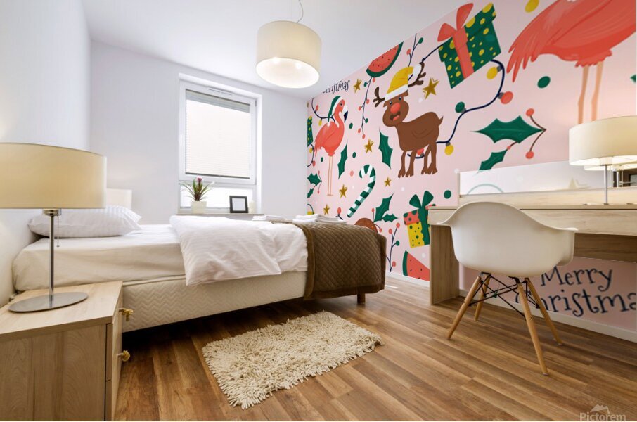 colorful funny christmas pattern Mural print