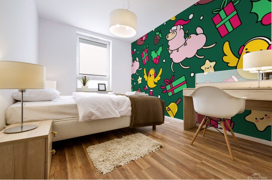 funny decoration christmas pattern background Mural print