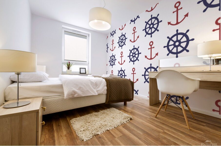 nautical seamless pattern Mural print