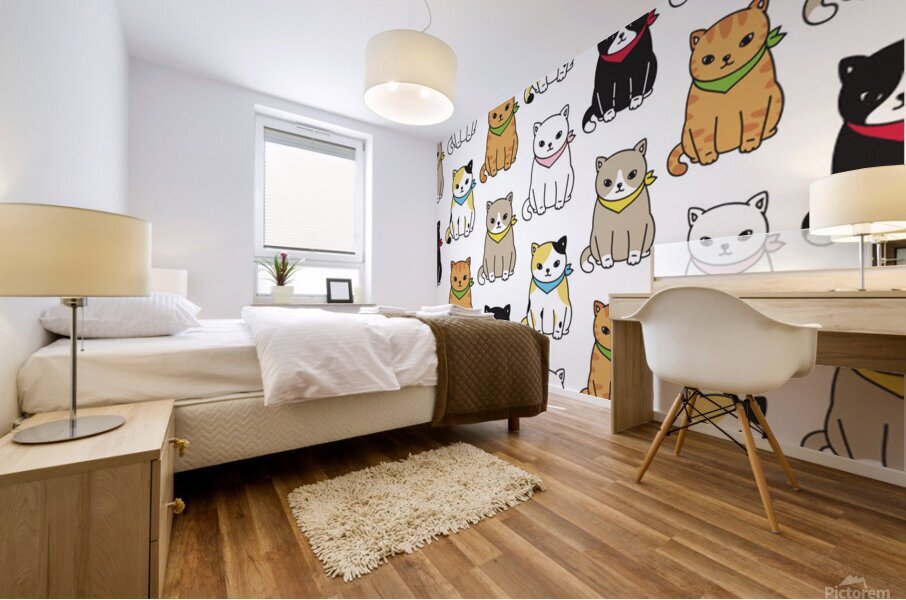 cat kitten seamless pattern Mural print