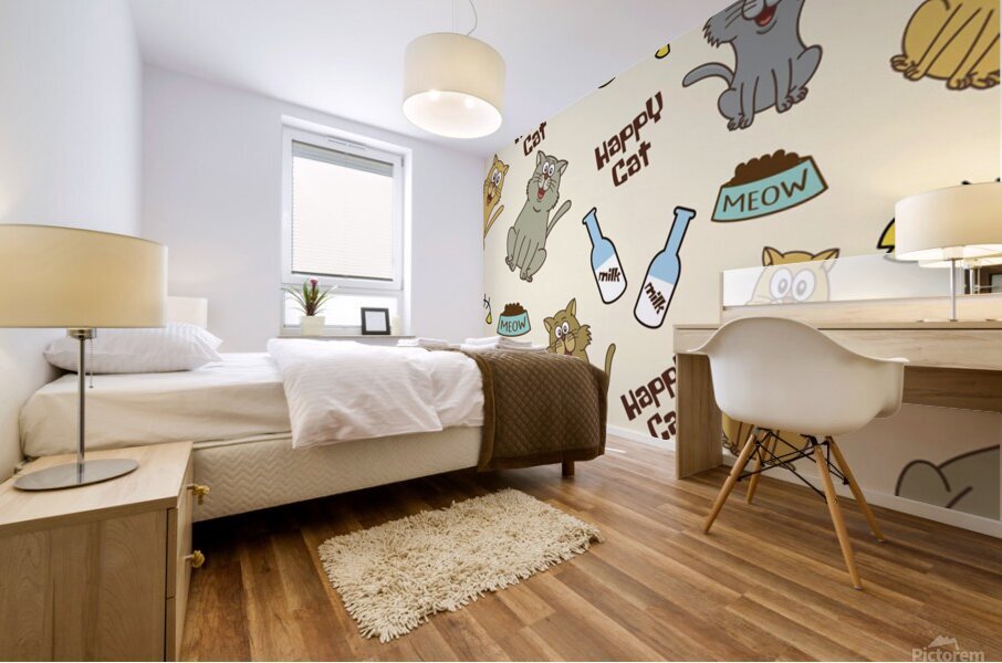 happy cats pattern background Mural print