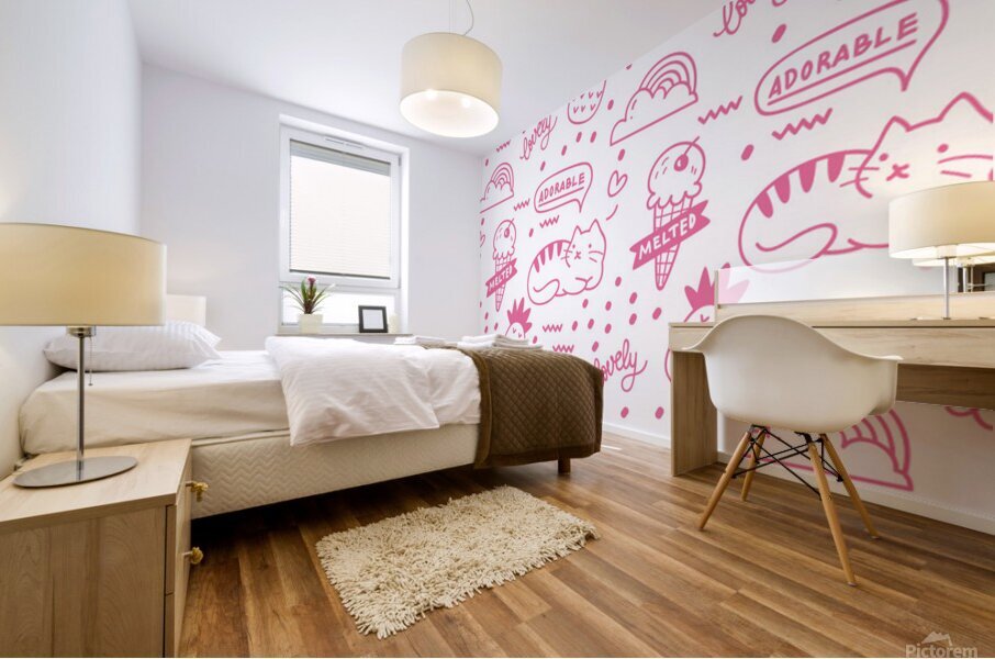 cute girly seamless pattern Mural print