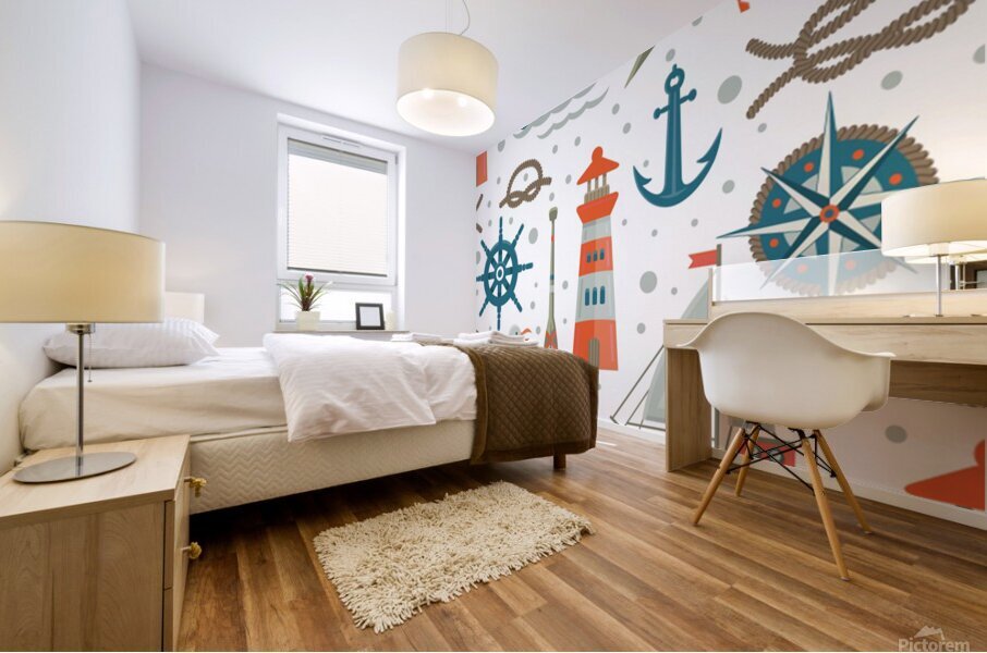 nautical elements pattern background Mural print