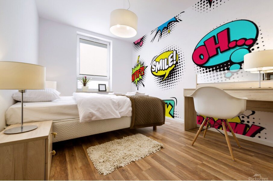 set colorful comic speech bubbles Mural print