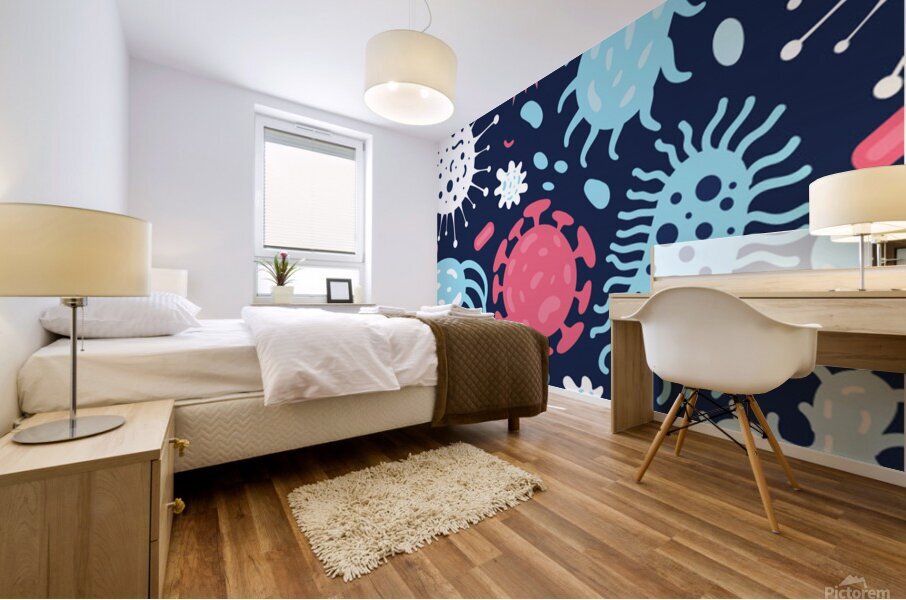seamless pattern microbes virus vector illustrati Mural print
