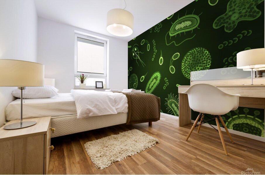 bacteria virus seamless pattern inversion Mural print