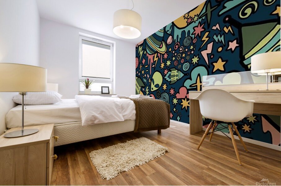 alien rocket space aesthetic Mural print