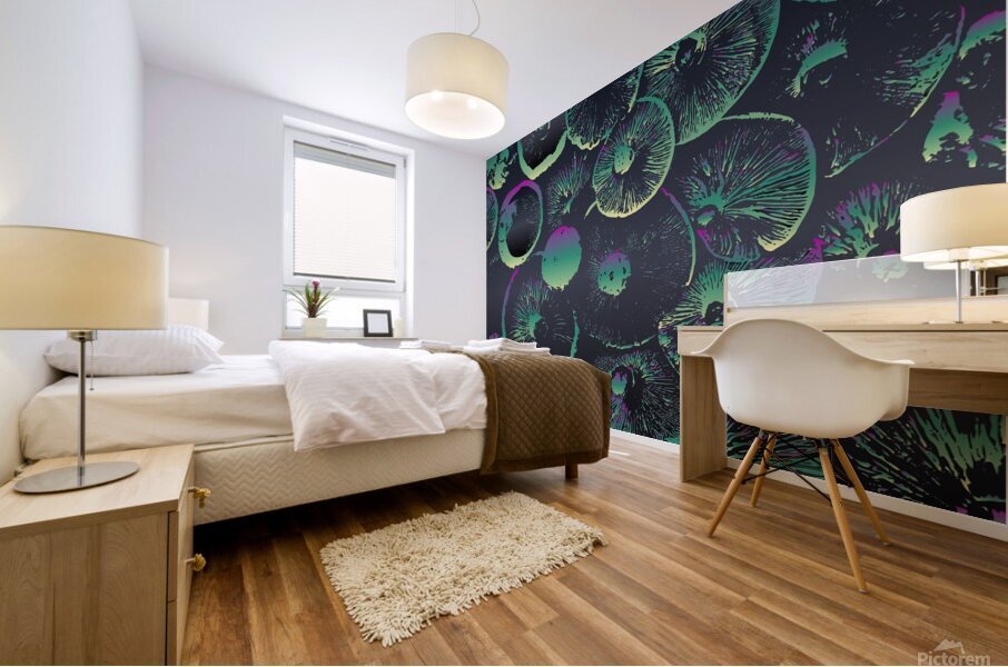 psychedelic mushrooms background Mural print