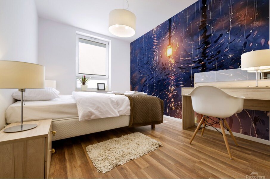 rain van gogh style Mural print