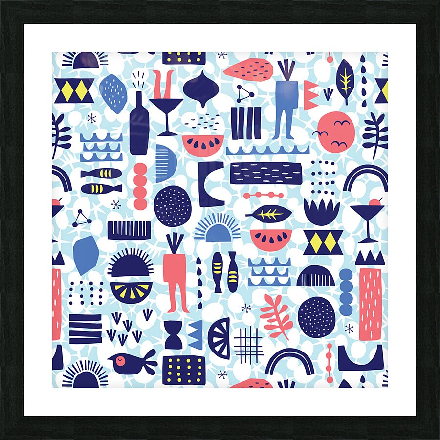 Vector illustrated pattern design Picture Frame print
