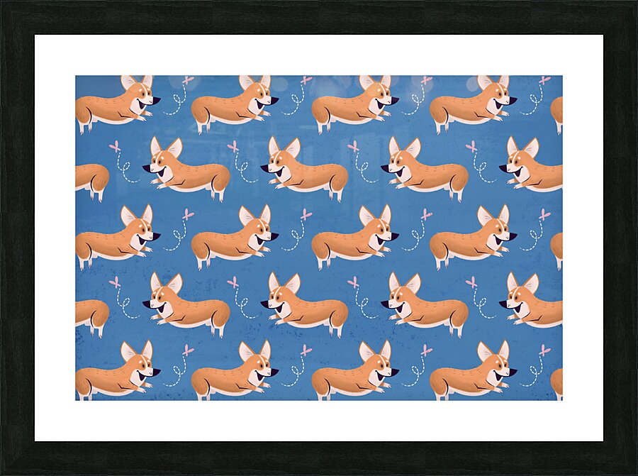 Corgi Patterns Picture Frame print