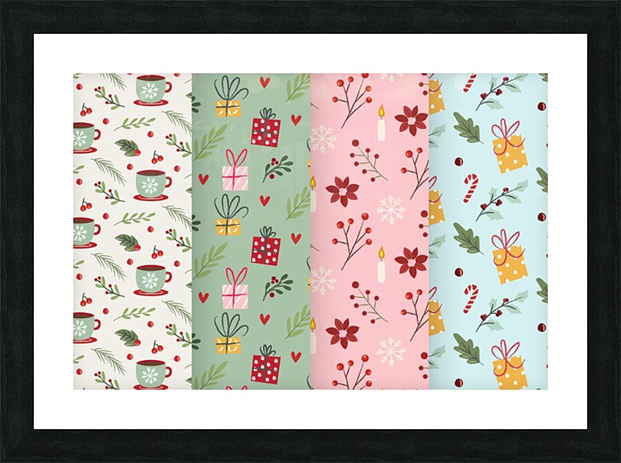 flat christmas pattern collection Picture Frame print