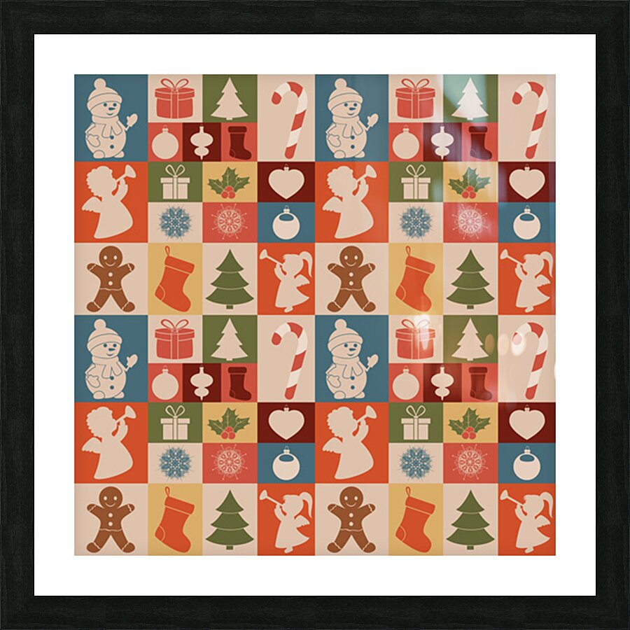 Cute christmas seamless pattern vector Picture Frame print