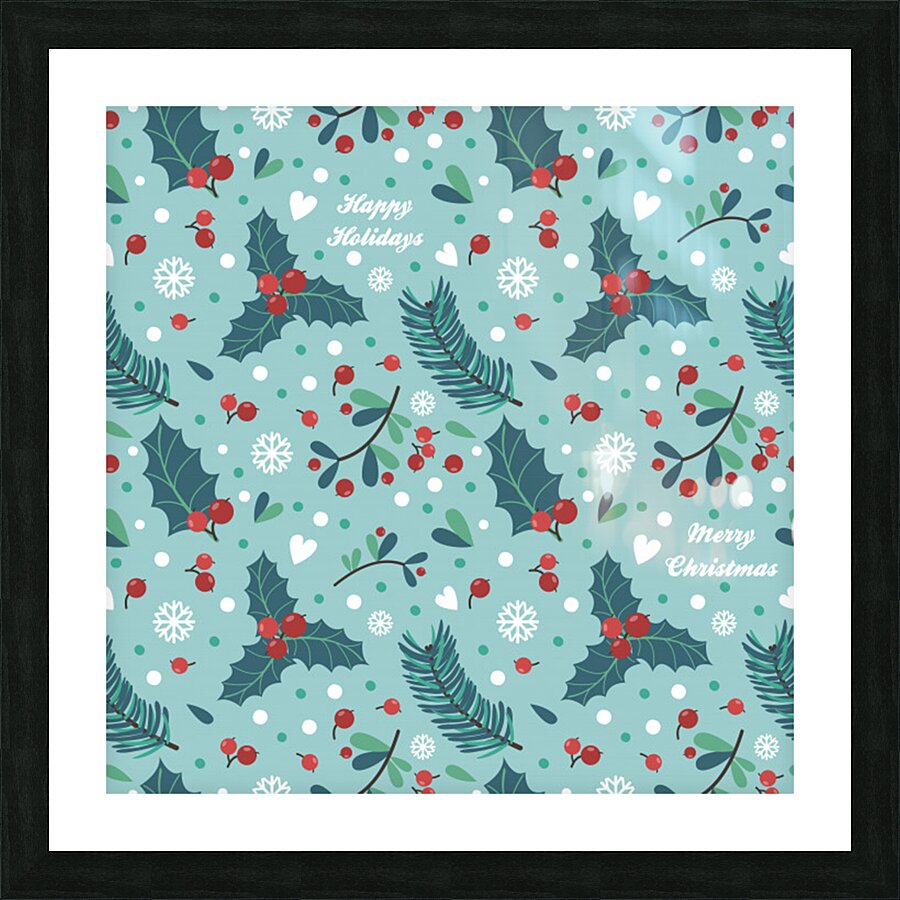 seamless pattern with berries leaves Picture Frame print
