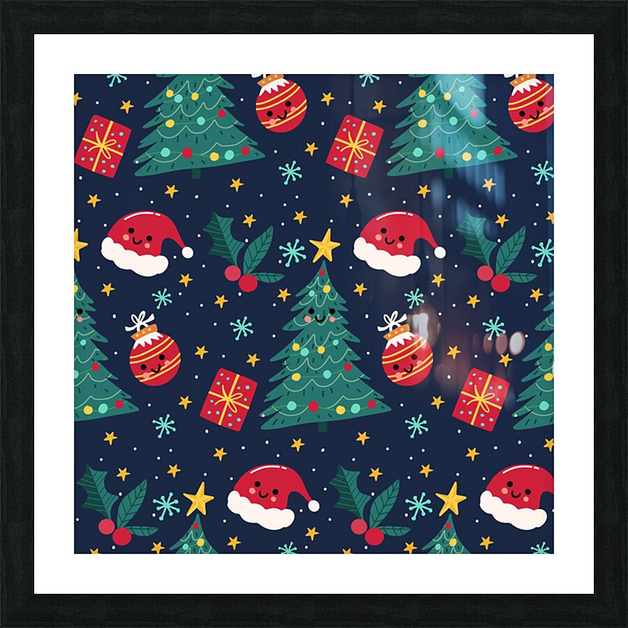 colorful funny christmas pattern Picture Frame print