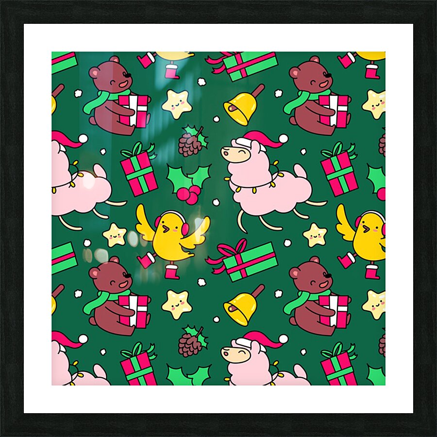 funny decoration christmas pattern background Picture Frame print
