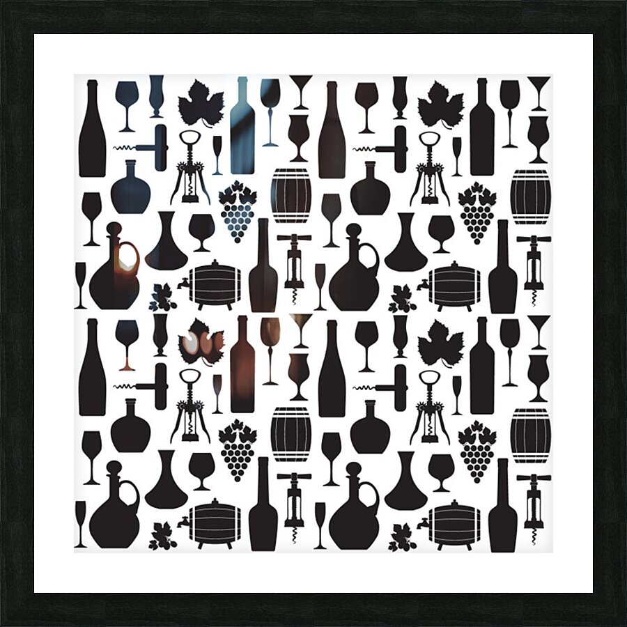 wine pattern black white Picture Frame print
