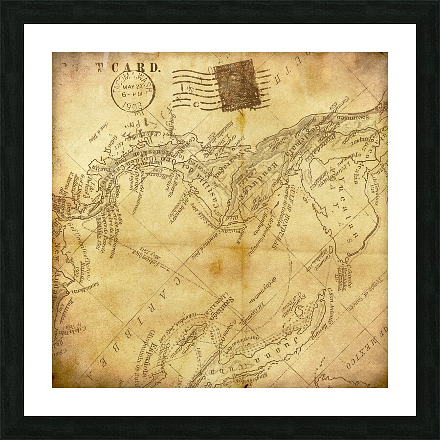 vintage map background paper Picture Frame print