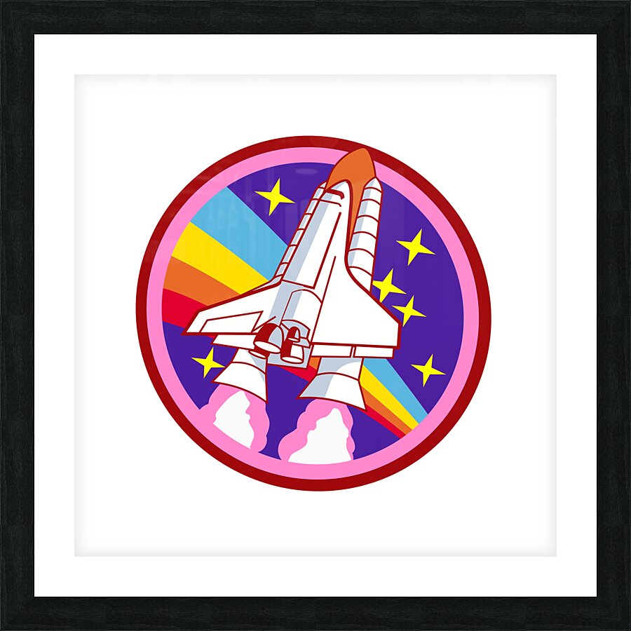 badge patch pink rainbow rocket Picture Frame print