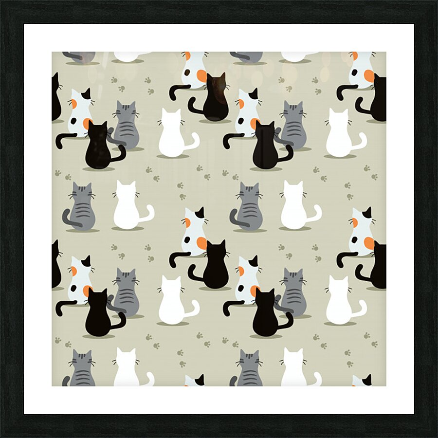 cute cat seamless pattern Picture Frame print