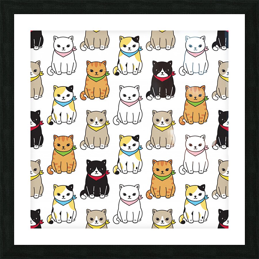 cat kitten seamless pattern Picture Frame print