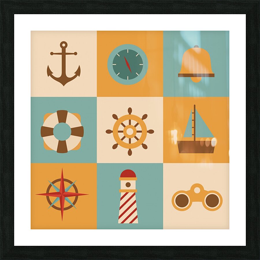 nautical elements collection Picture Frame print
