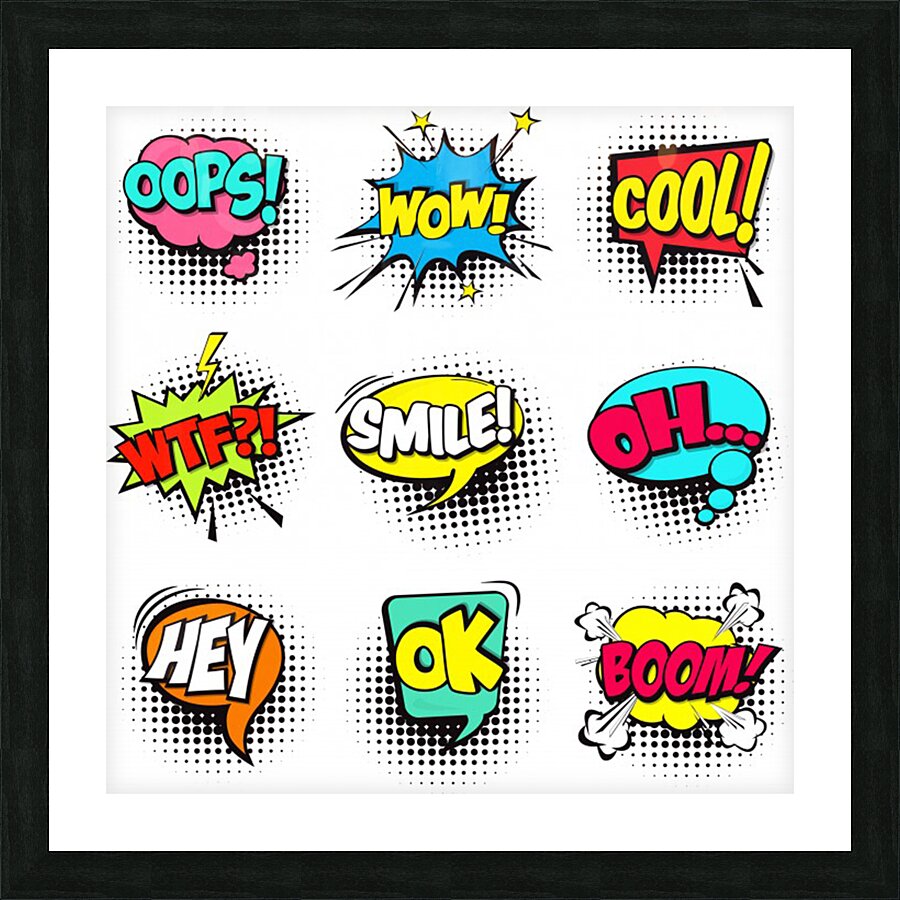 set colorful comic speech bubbles Picture Frame print