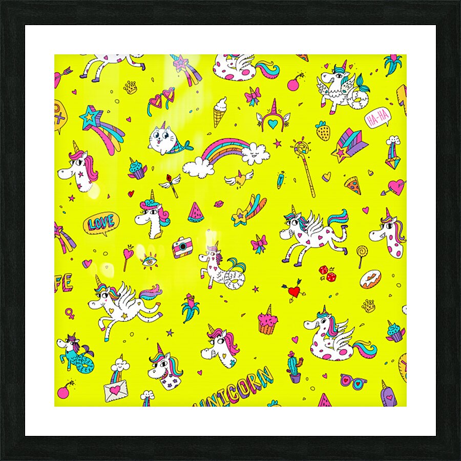 pattern unicorns mermaids horses girlish things.j Picture Frame print