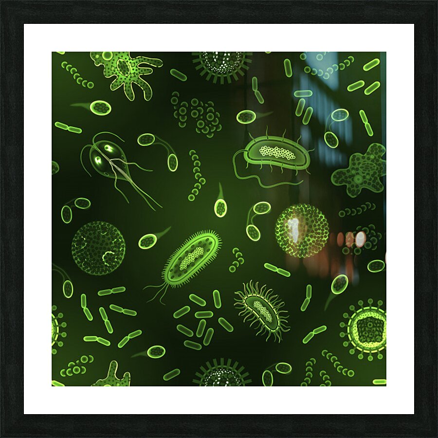 bacteria virus seamless pattern inversion Picture Frame print