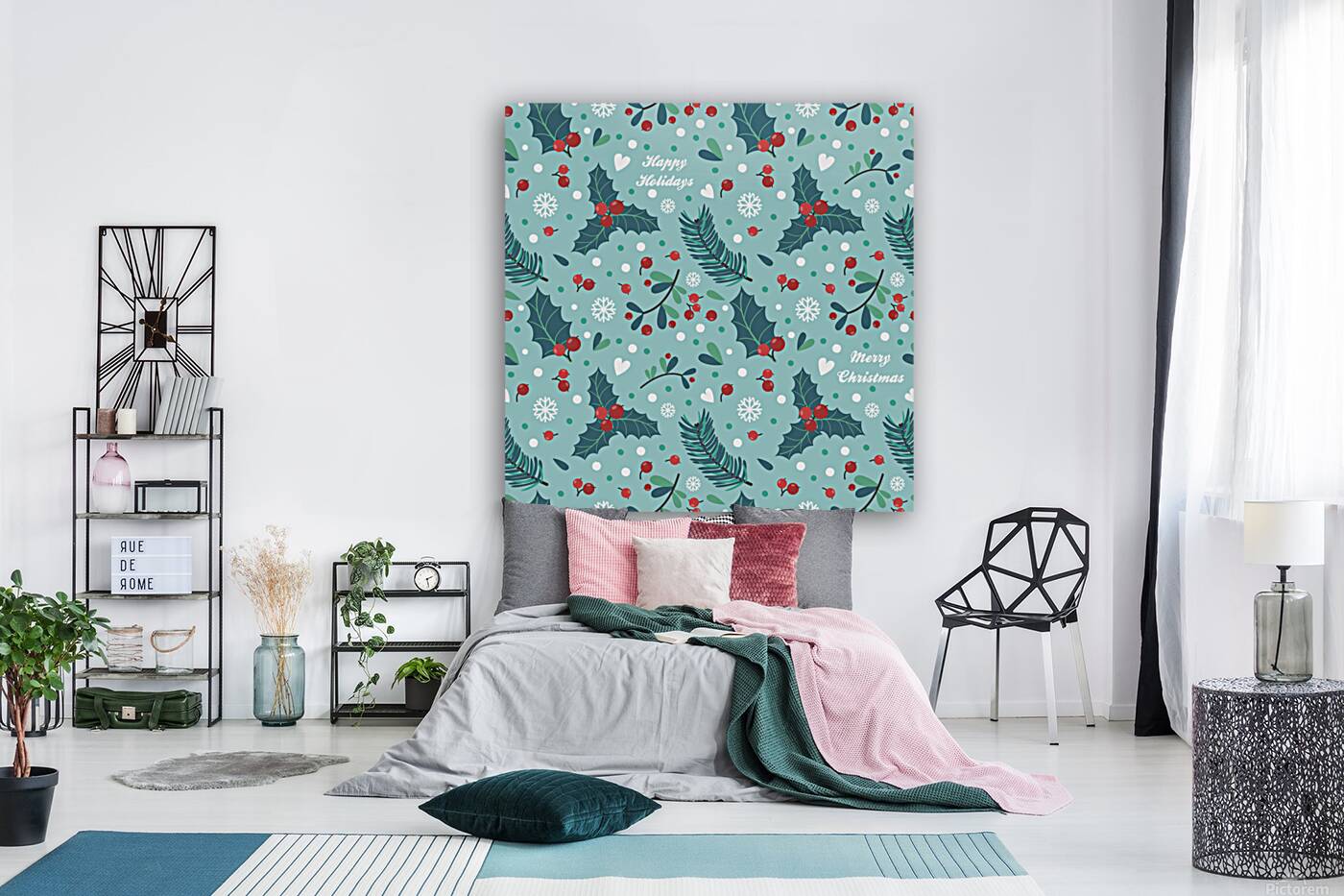 seamless pattern with berries leaves Reproduction