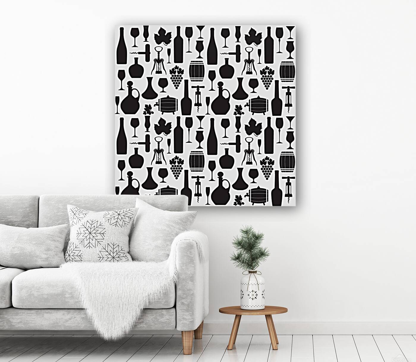 wine pattern black white Reproduction