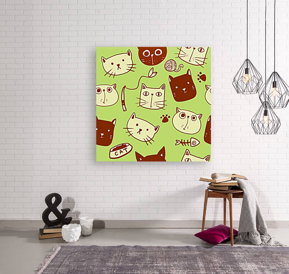 cute hand drawn cat seamless pattern Reproduction