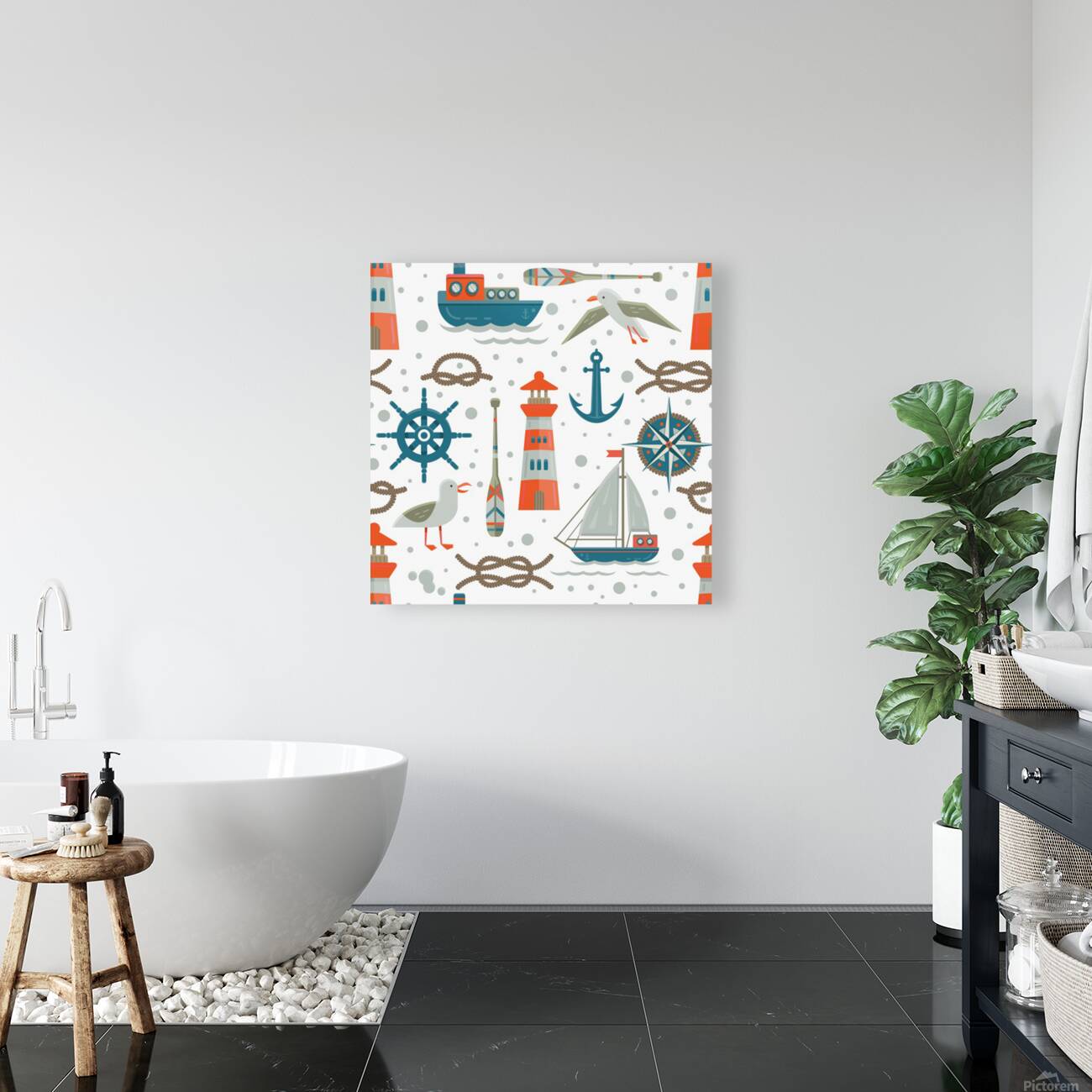 nautical elements pattern background Reproduction