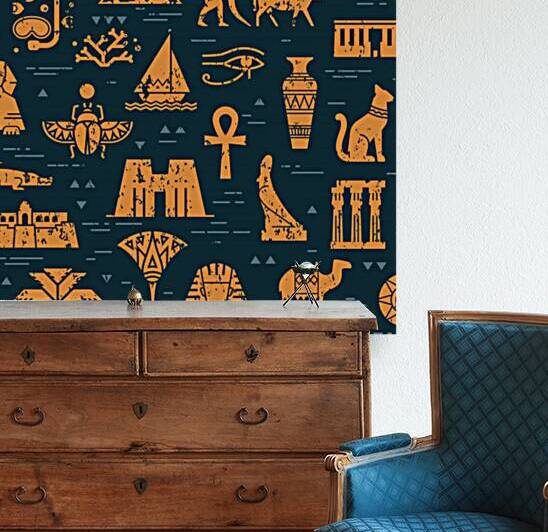 dark seamless pattern symbols landmarks signs egy by Etnousta
