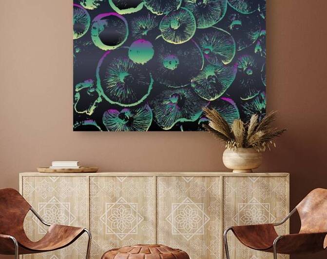 psychedelic mushrooms background by Etnousta