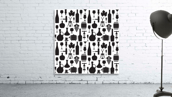 wine pattern black white Wall Preview