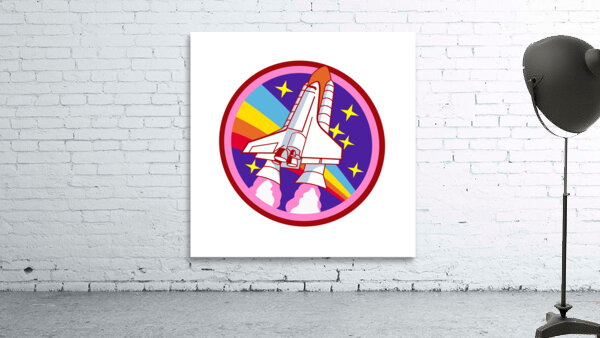 badge patch pink rainbow rocket Wall Preview