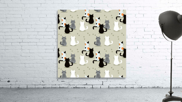 cute cat seamless pattern Wall Preview
