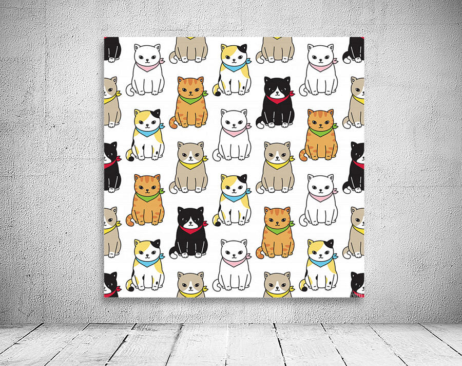 cat kitten seamless pattern Wall Preview