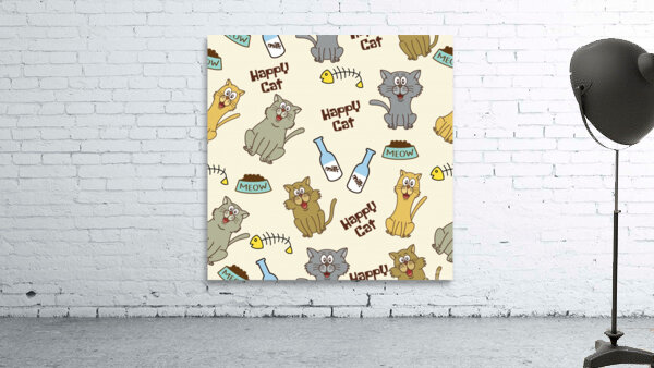 happy cats pattern background Wall Preview