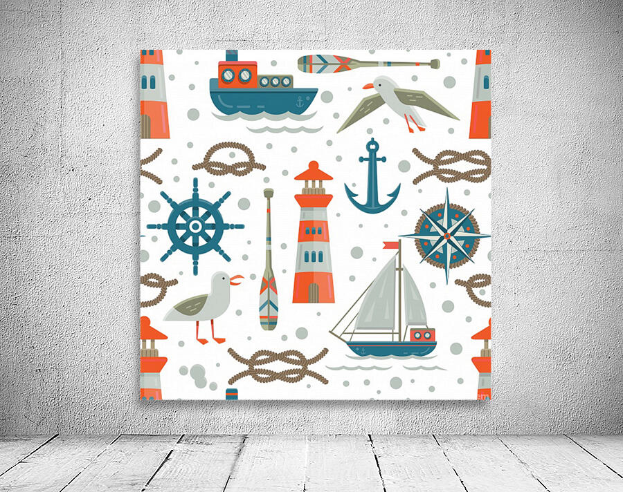 nautical elements pattern background Wall Preview