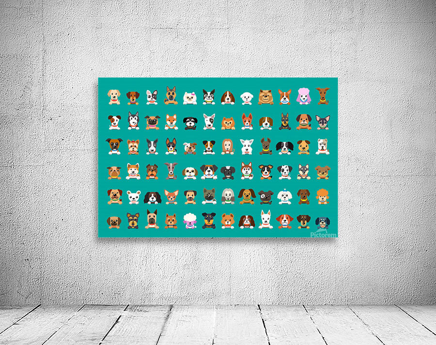 different type vector cartoon dog faces Wall Preview