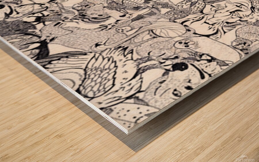 Animal Seamless Pattern Wood print