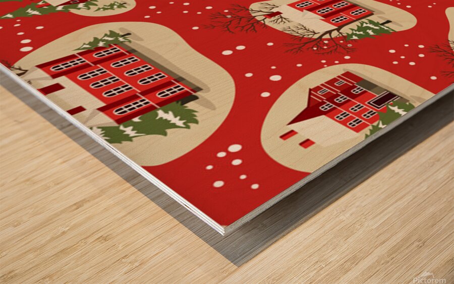 christmas new year seamless pattern Wood print