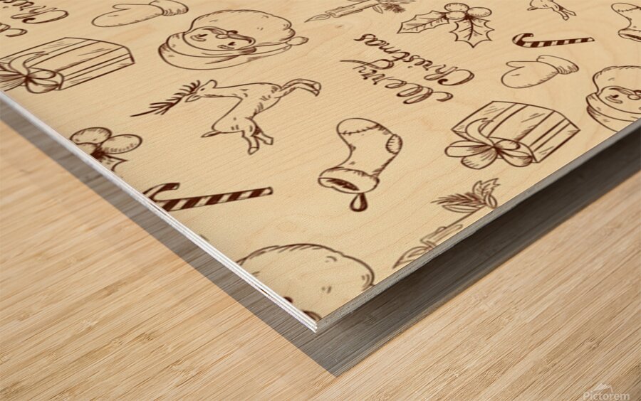 vintage christmas pattern Wood print