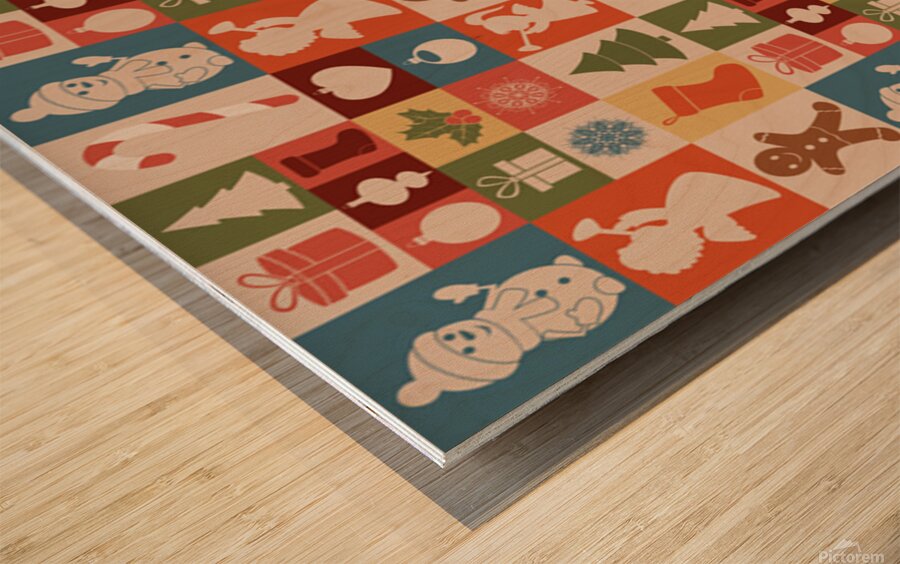 Cute christmas seamless pattern vector Wood print